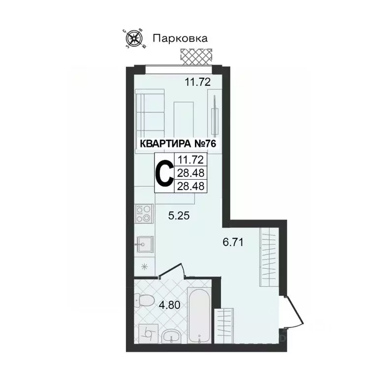 1-к кв. Владимирская область, Муром ул. 1-я Новослободская (28.48 м) - Фото 0