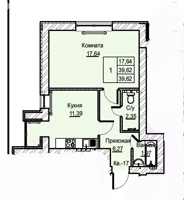 1-комнатная квартира: Малоярославец, улица Парижской Коммуны, 48 (39.9 ... - Фото 2