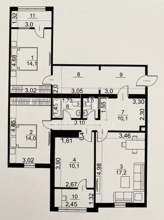3-к кв. Санкт-Петербург Горелово тер., ш. Красносельское, 48 (85.3 м) - Фото 1