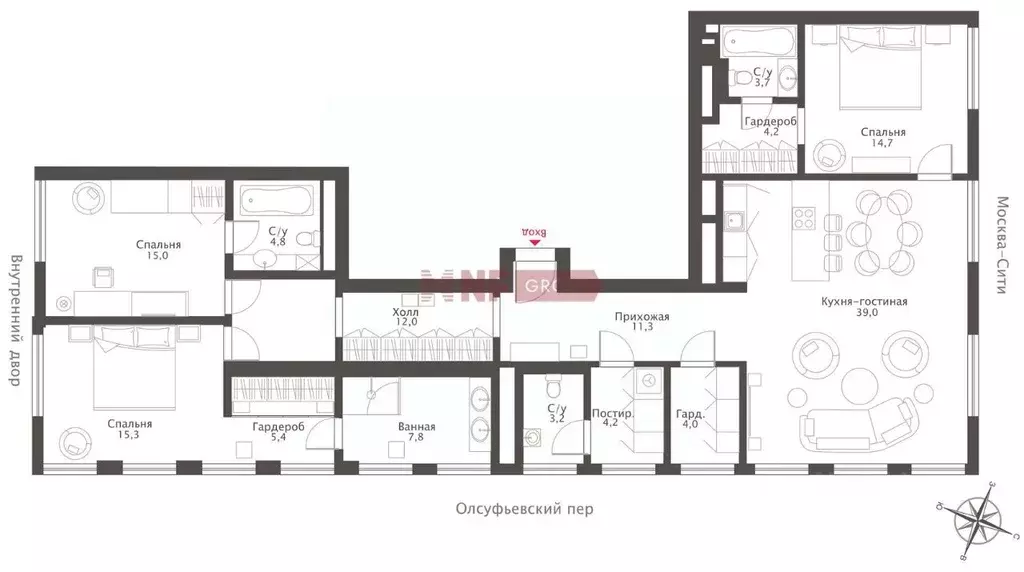 4-к кв. Москва Олсуфьевский пер., 9к1 (152.4 м) - Фото 1