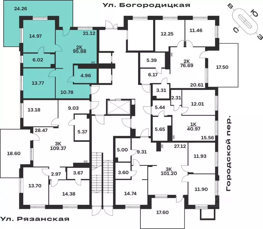 2-к кв. Тульская область, Тула ул. Богородицкая, 8В (78.9 м) - Фото 2