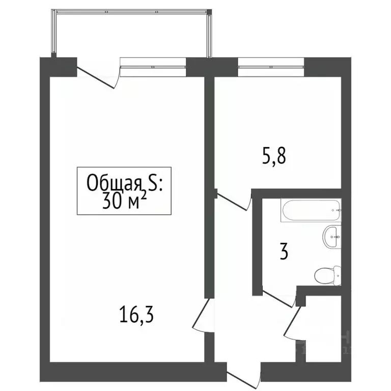 1-к кв. Брянская область, Фокино ул. Карла Маркса, 18 (32.0 м) - Фото 2