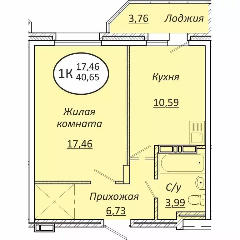 1-комнатная квартира: новосибирск, октябрьский район (40.65 м) - Фото 0