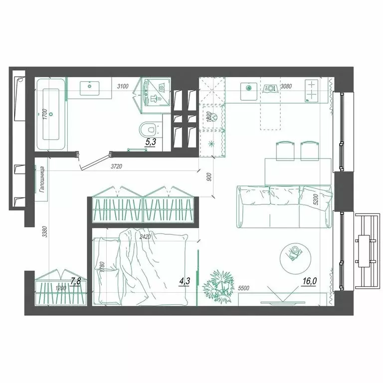1-комнатная квартира: Владивосток, улица Невельского, 4с2 (34.2 м) - Фото 2