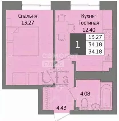 1-к кв. Башкортостан, Уфа Коммунистическая ул., 98/1 (34.2 м) - Фото 1