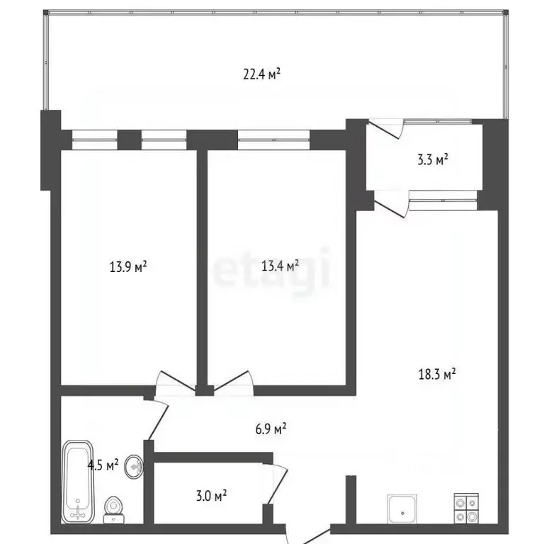 2-к кв. Тюменская область, Тюмень ул. Сергея Свиридова, 7 (60.2 м) - Фото 2