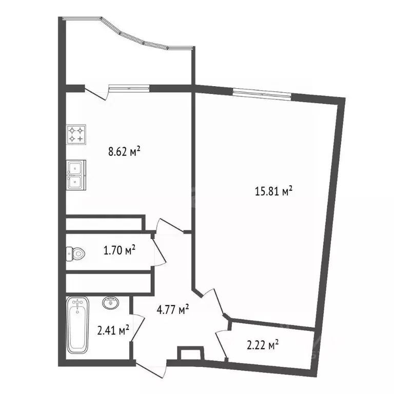 1-к кв. Санкт-Петербург ул. Руднева, 16 (35.2 м) - Фото 2