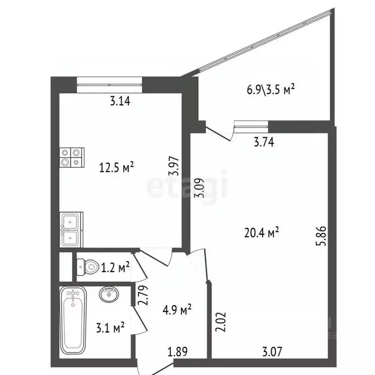 1-к кв. Санкт-Петербург ул. Ушинского, 2к1 (42.1 м) - Фото 1