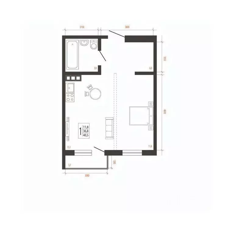 1-к кв. Иркутская область, Иркутск Сарафановская ул. (40.5 м) - Фото 1