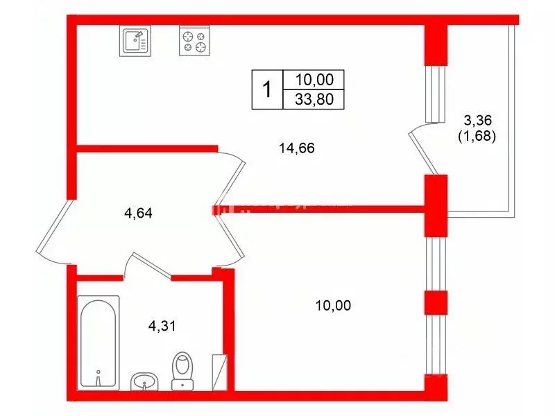 1-к кв. Ленинградская область, Сертолово Всеволожский район, ул. ... - Фото 2