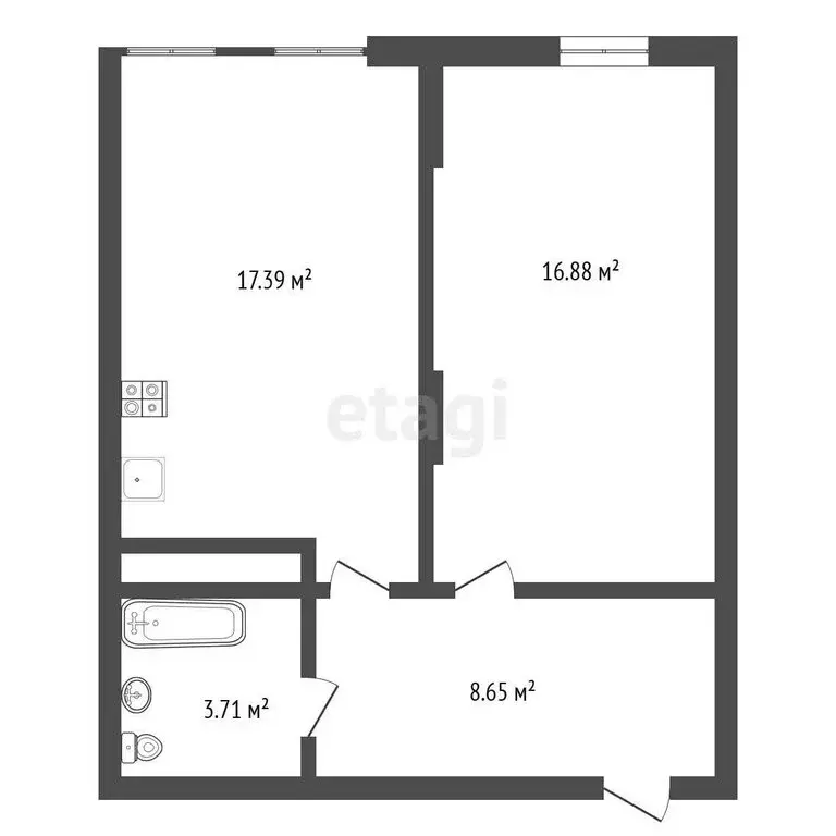 2-комнатная квартира: Новая Усмань, улица Ленина, 312А (45.7 м) - Фото 0
