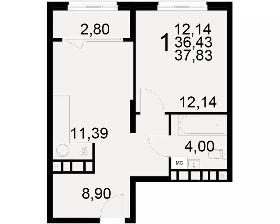 1-к кв. Рязанская область, Рязань ул. Бирюзова (36.43 м) - Фото 0