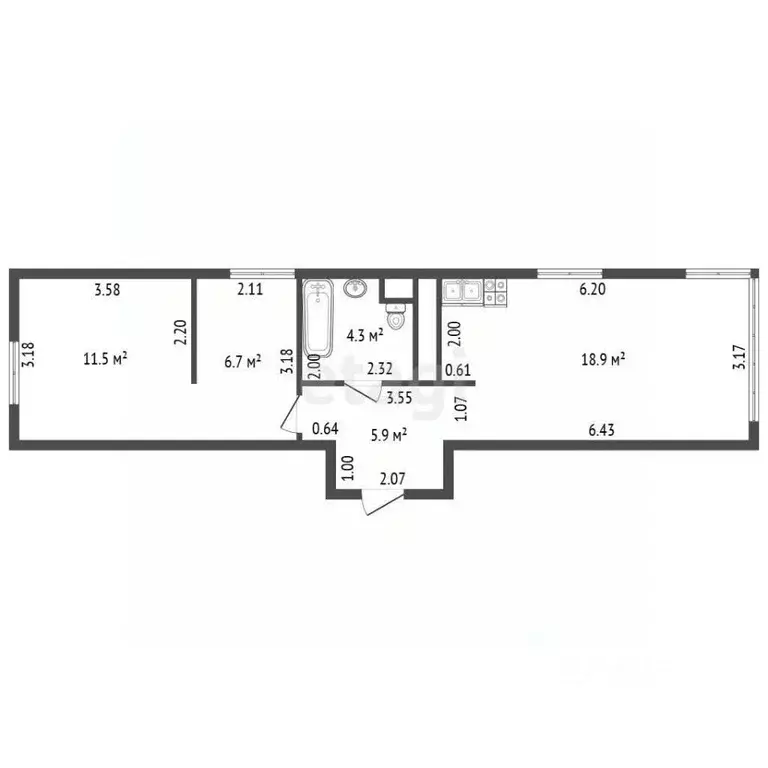 1-к кв. Санкт-Петербург ул. Шкапина, 15 (47.3 м) - Фото 2