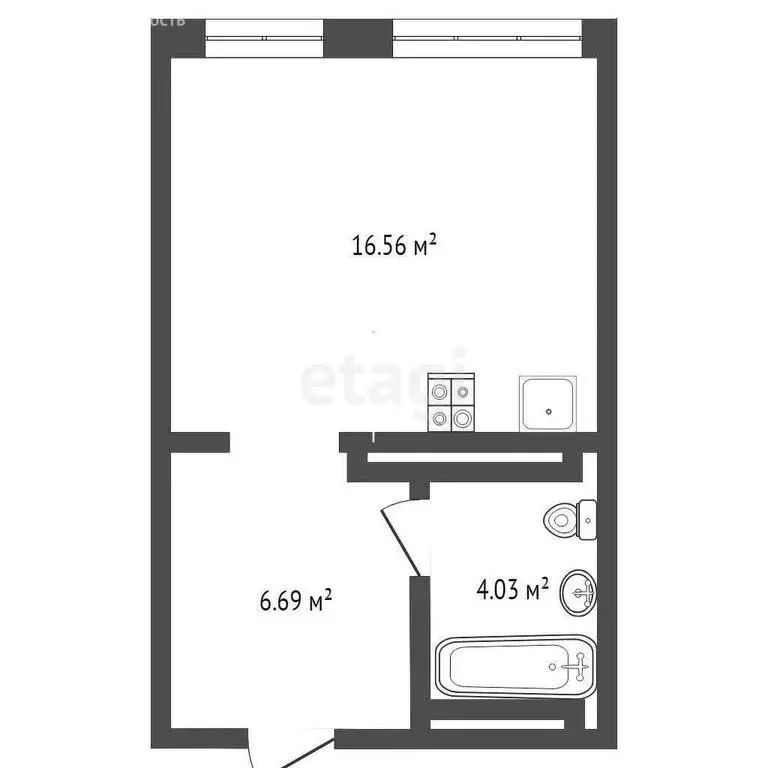 Квартира-студия: Тюмень, Ставропольская улица, 160/1 (27.4 м) - Фото 0