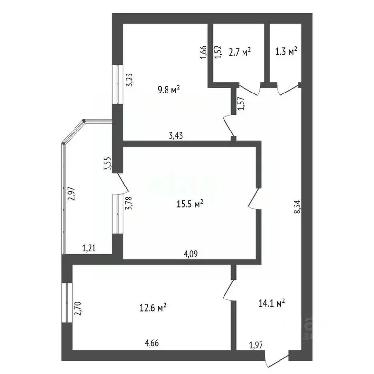 2-к кв. Амурская область, Благовещенск ул. Горького, 64 (56.0 м) - Фото 1