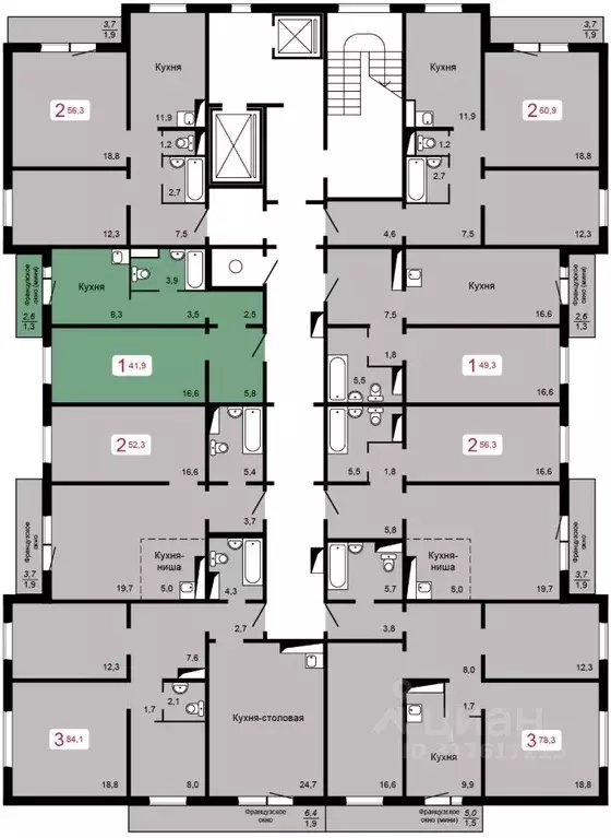 1-к кв. Красноярский край, Красноярск ул. Кутузова, 2с4 (41.9 м) - Фото 0