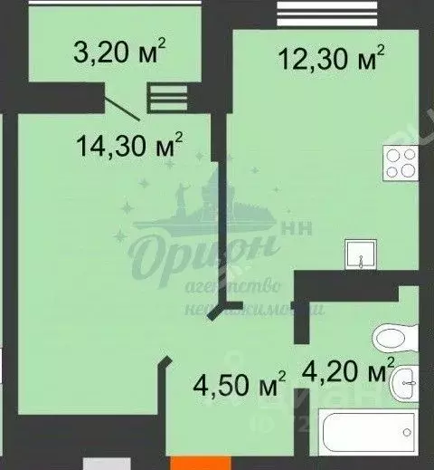 1-к кв. Нижегородская область, Нижний Новгород ул. Цветочная, 12к2 ... - Фото 2