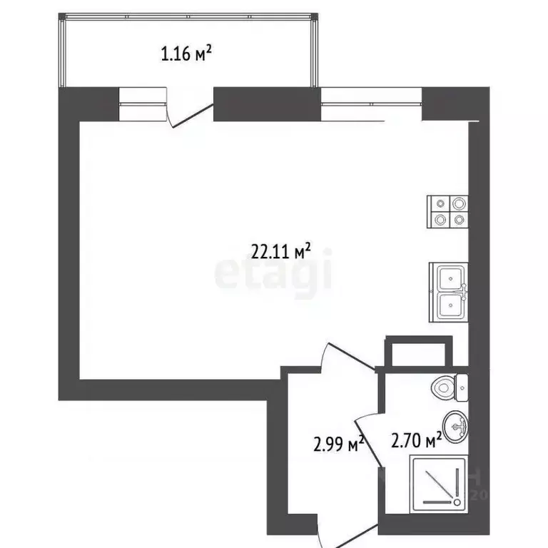 Студия Ярославская область, Ярославль Тутаевское ш., 109 (27.13 м) - Фото 2
