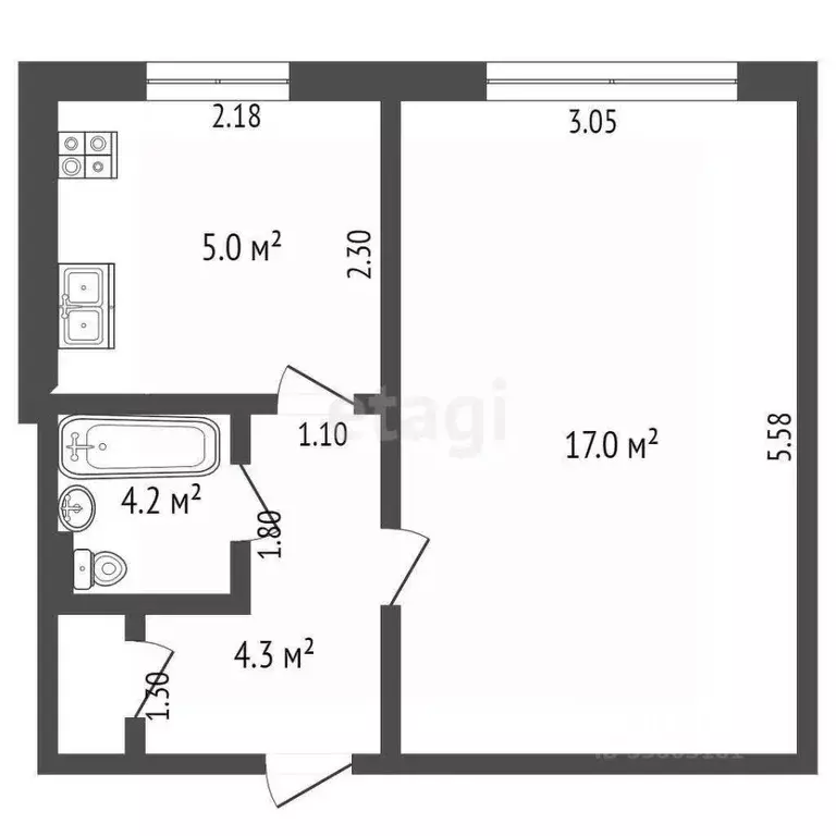 1-к кв. Ростовская область, Ростов-на-Дону ул. Еременко, 58/4 (29.4 м) - Фото 2