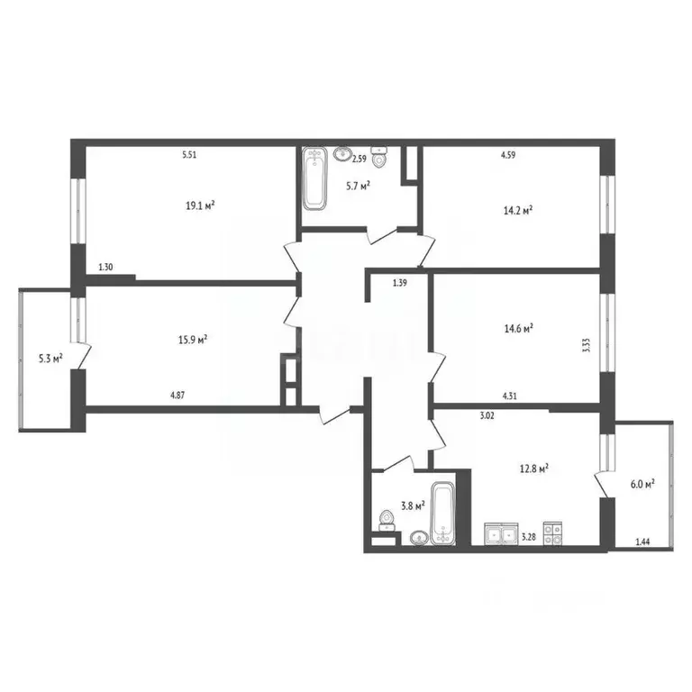 4-к кв. Ростовская область, Ростов-на-Дону ул. Мечникова, 110с2 (100.9 ... - Фото 2