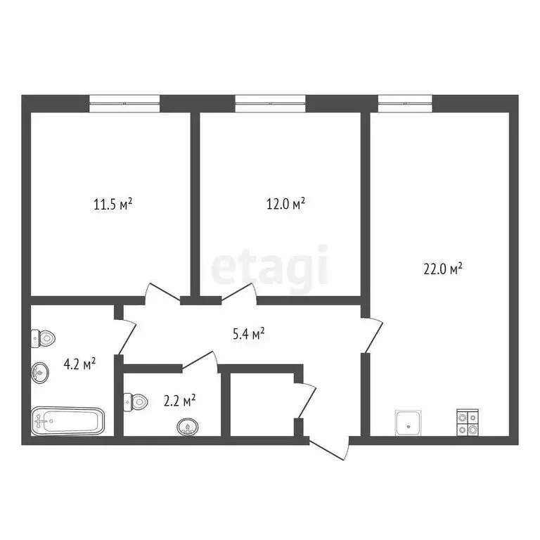 2-комнатная квартира: Тюмень, улица Николая Ростовцева, 26 (56.5 м) - Фото 0