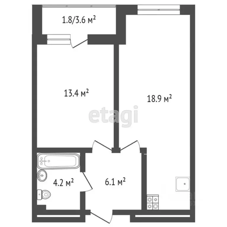 2-к кв. Ростовская область, Ростов-на-Дону ул. Герасименко, 8 (44.5 м) - Фото 1