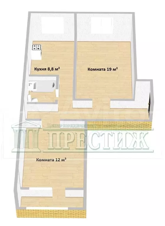 2-к. квартира, 44,6 м, 2/5 эт. - Фото 1