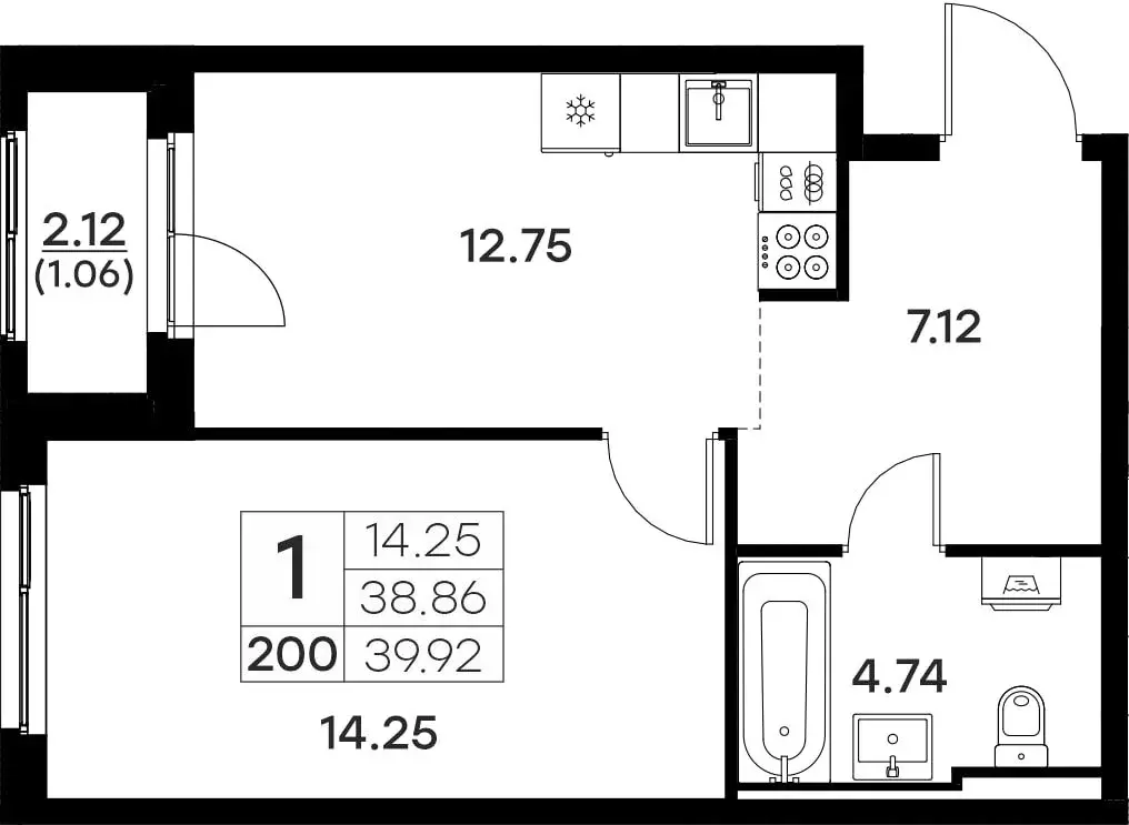 1-комнатная квартира: Владимир (39.92 м) - Фото 0