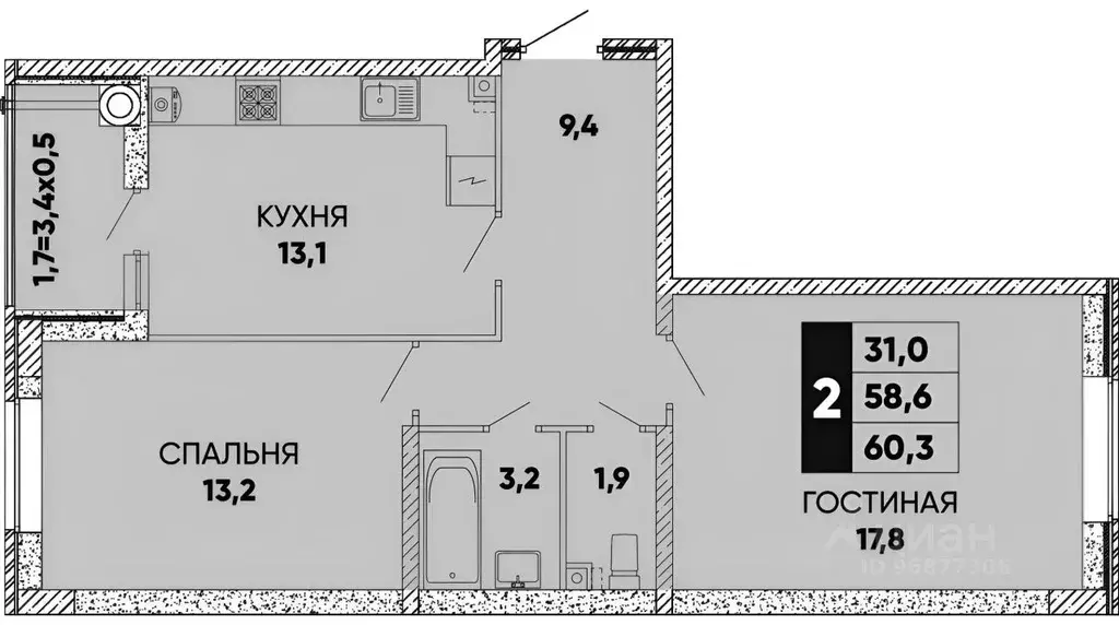 2-к кв. Ростовская область, Ростов-на-Дону ул. Берберовская, 8с2 (60.0 ... - Фото 1