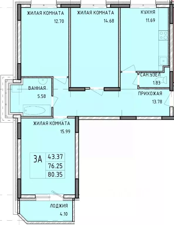 3-к кв. Тульская область, Тула Рязанская ул., 21 (80.35 м) - Фото 0