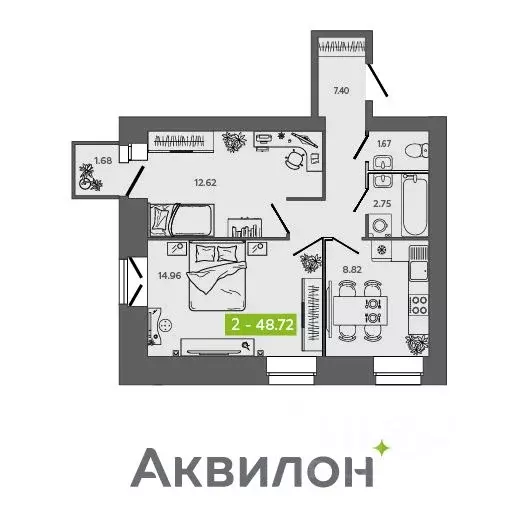 2-к кв. Архангельская область, Северодвинск Квартал № 100 жилой ... - Фото 0