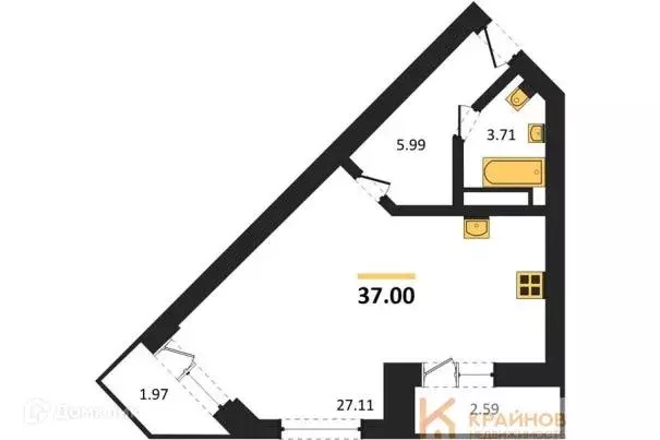 Продаётся квартира-студия, 37 м - Фото 0