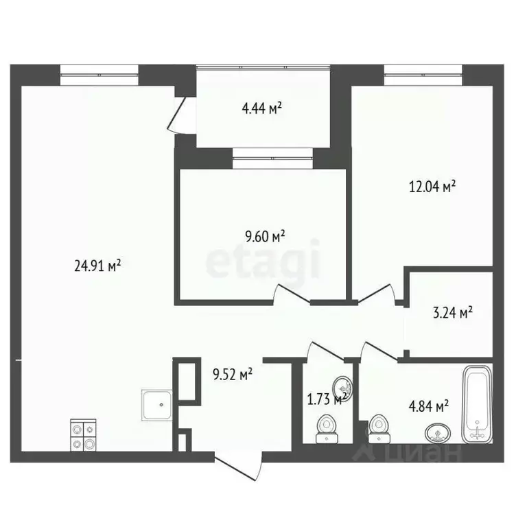 2-к кв. Тюменская область, Тюмень ул. Краснооктябрьская, 8 (65.8 м) - Фото 1