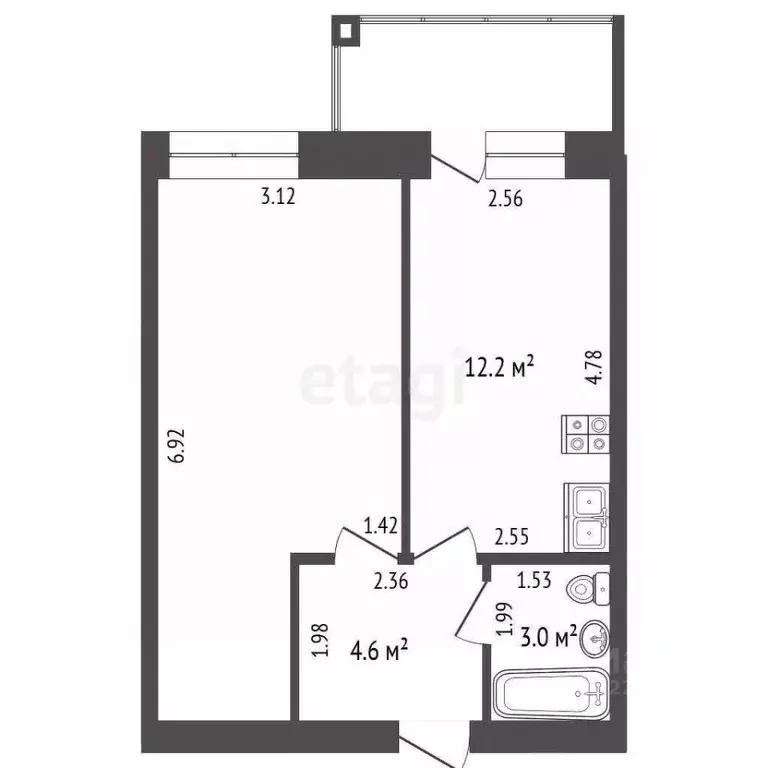 1-к кв. Вологодская область, Вологда Осановский проезд, 33 (43.0 м) - Фото 1