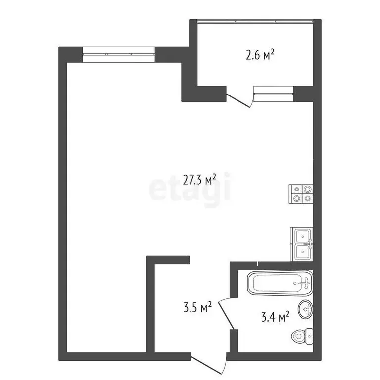 Квартира-студия: Тюмень, Полевая улица, 105к6 (37 м) - Фото 0