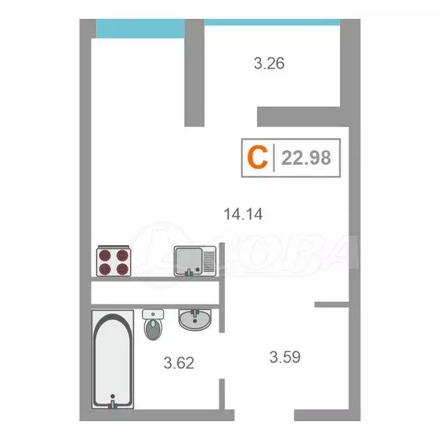 Квартира-студия: деревня Патрушева, улица Александра Пушкина, 10А (25 ... - Фото 1