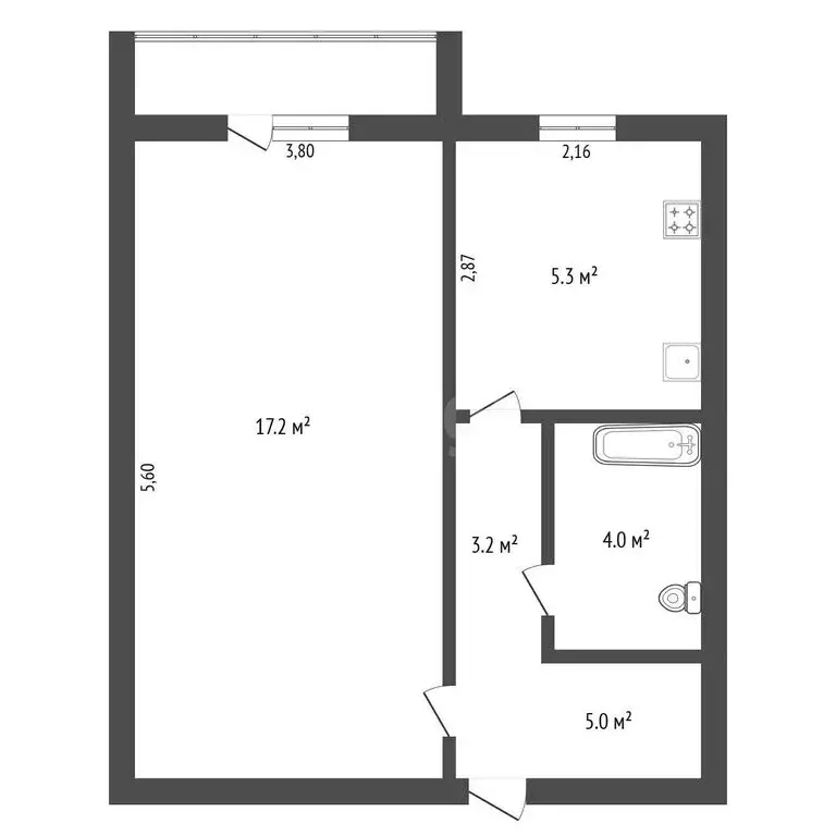 1-комнатная квартира: Благовещенск, улица Чайковского, 191 (31.3 м) - Фото 0