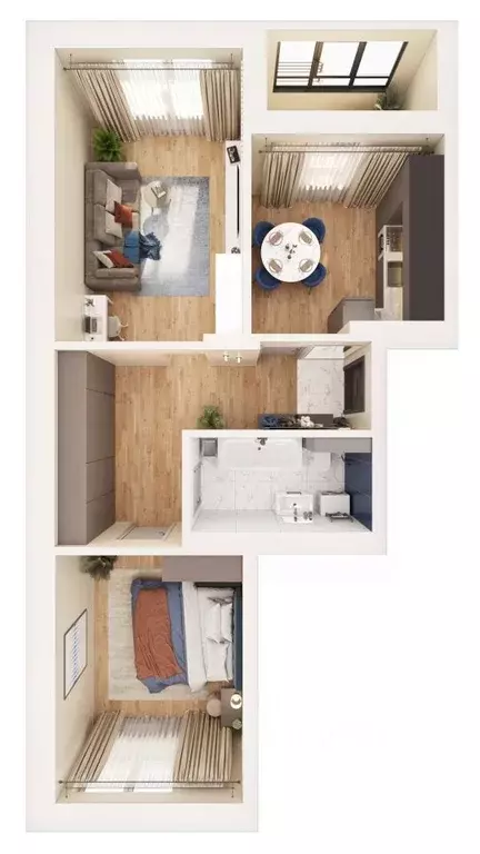 2-к кв. Татарстан, Казань ул. Петра Полушкина, 1 (62.7 м) - Фото 1