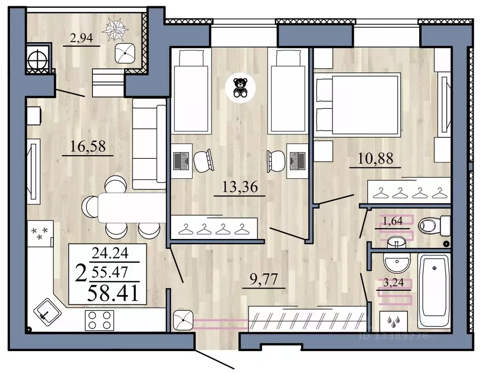2-к кв. Рязанская область, Рыбное  (58.41 м) - Фото 1