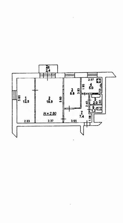 3-к. квартира, 58 м, 3/3 эт. - Фото 0