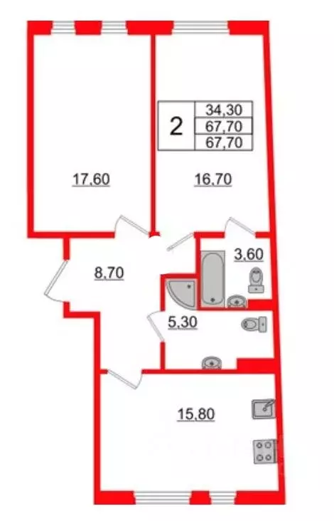 2-к кв. Санкт-Петербург Лисичанская ул., 15 (68.0 м) - Фото 0