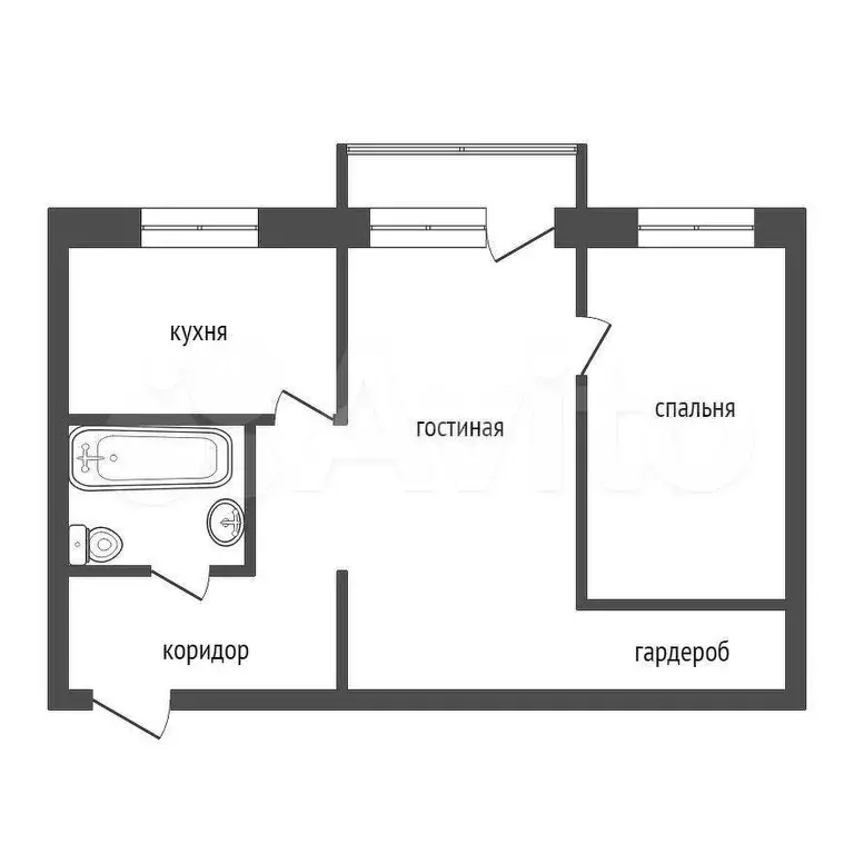 2-к. квартира, 46,7 м, 5/5 эт. - Фото 0