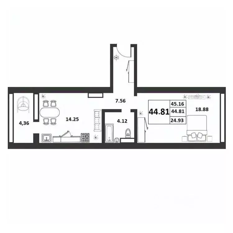 1-к кв. Новгородская область, Великий Новгород ул. Якова Павлова, 15 ... - Фото 1