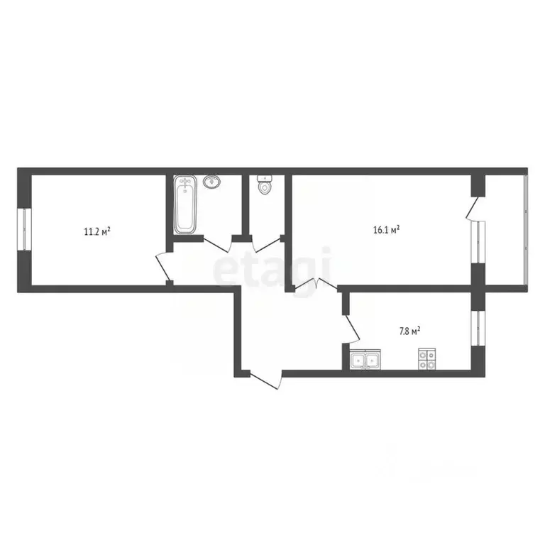 2-к кв. Костромская область, Кострома Проселочная ул., 38 (50.1 м) - Фото 1