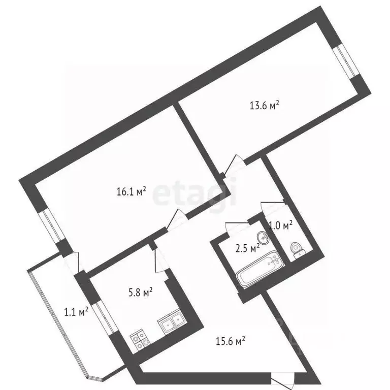 2-к кв. Тюменская область, Тюмень ул. Николая Чаплина, 125 (54.6 м) - Фото 1