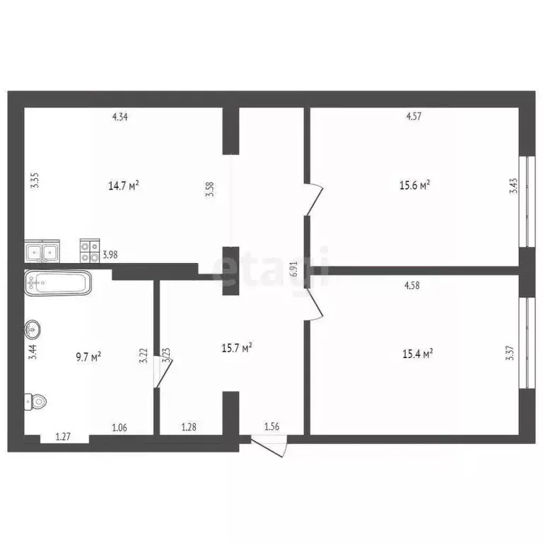 2-к кв. Севастополь ул. Симонок, 53В/1 (71.1 м) - Фото 2
