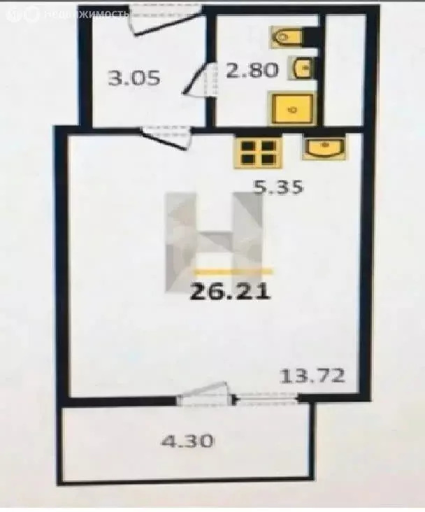 Квартира-студия: Казань, улица Ярышлар, 4 (25 м) - Фото 1