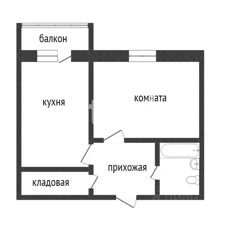 1-к кв. Курганская область, Курган ул. Карельцева, 119 (35.9 м) - Фото 2