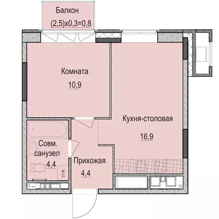 1-к кв. Татарстан, Казань Ферма-2 жилмассив,  (37.4 м) - Фото 0