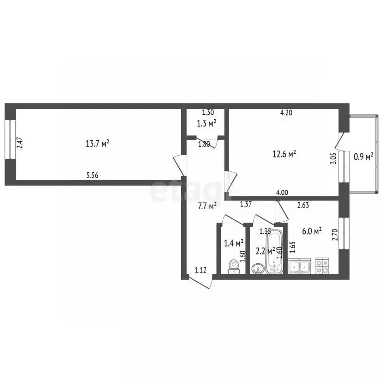 2-к кв. Крым, Феодосия ул. Крымская, 82А (44.9 м) - Фото 2